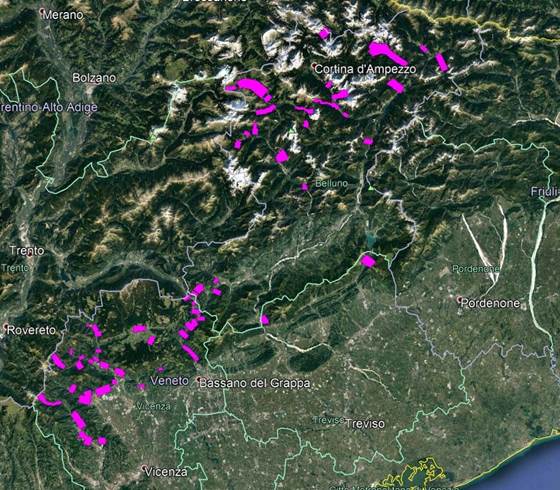 Rilievi LIDAR e aerofotogrammetrici nelle province di Belluno e Vicenza