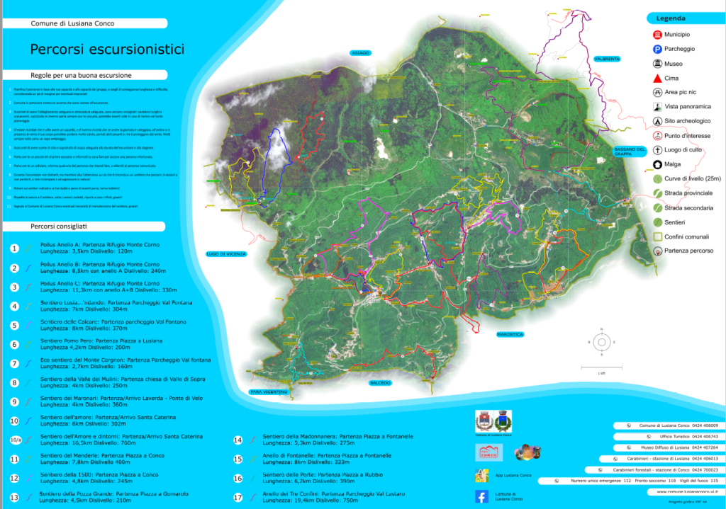 Sviluppo cartografico per rete sentieristica del comune Lusiana-Conco
